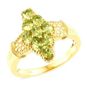 Hebei Peridot ION Plated 18K YG Brass Ring (Size 5